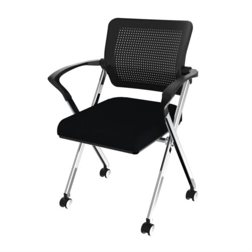 Silla para oficina negra con base cromada modelo Alegra