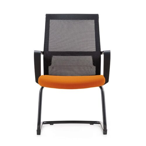 Silla para oficina de base cromada en color naranja